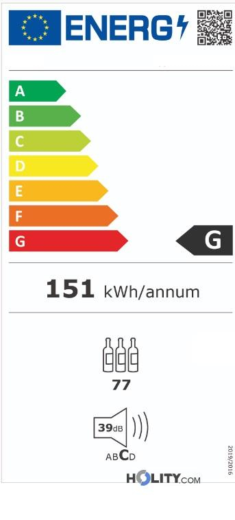 Cantinetta vino refrigerata ventilata a 2 zone Karel modello CA51-2, 1  porta, cap.150 litri / 51 bottiglie da 0,75 cl, 120 W