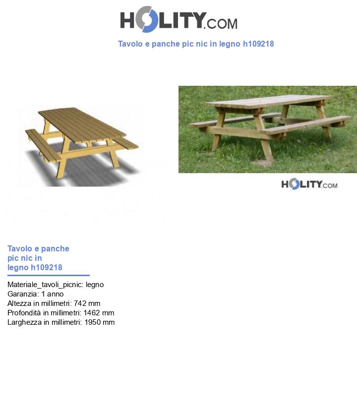 Tavolo e panche pic nic in legno h109218
