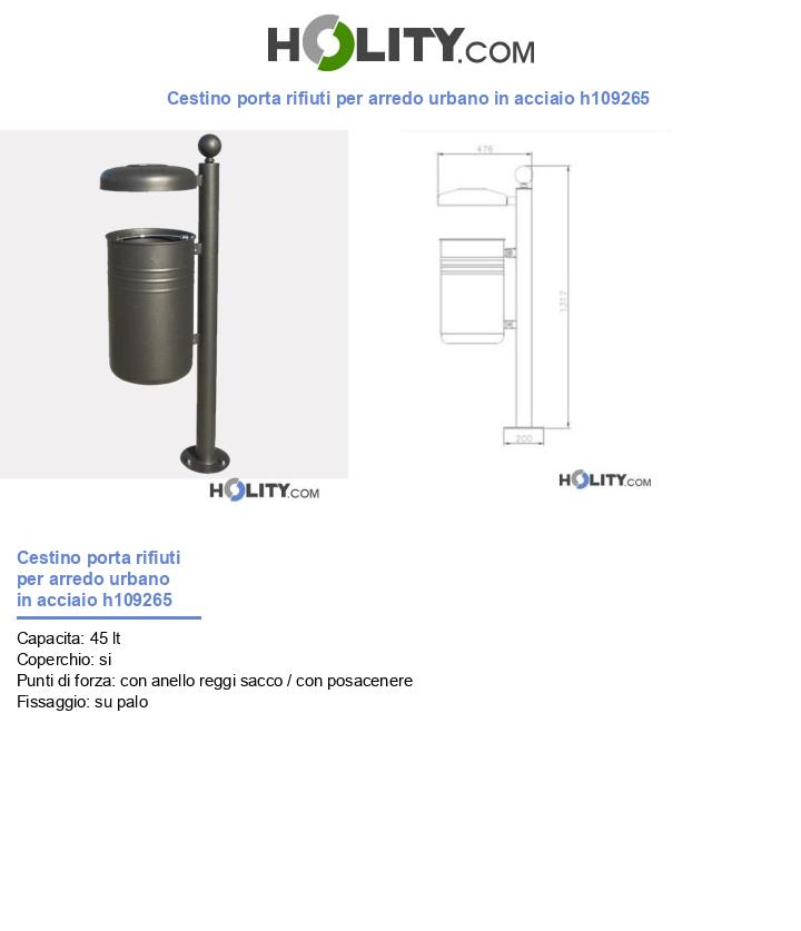 Cestini portarifiuti ☑️Vasta gamma cestini urbani acciaio legno