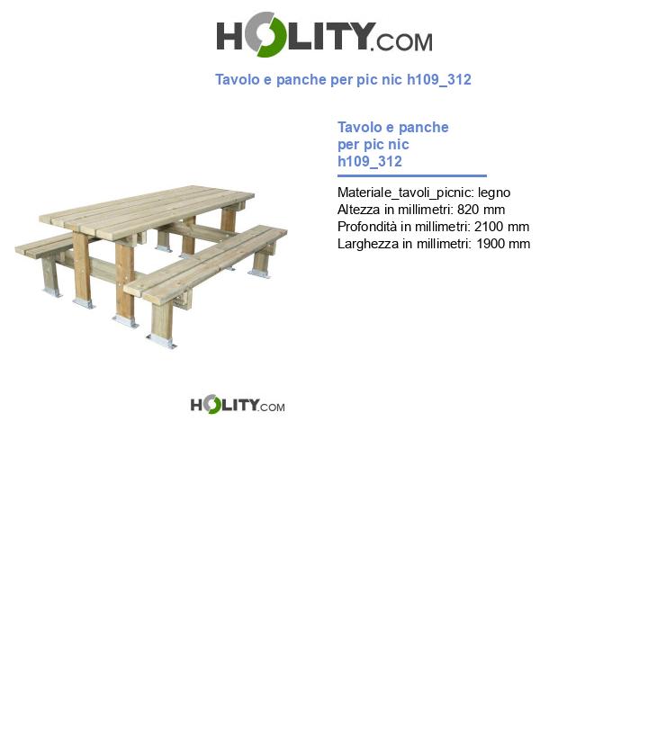 Tavolo e panche per pic nic h109_312