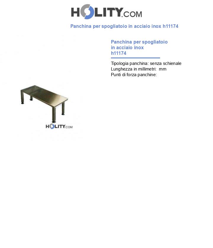 Panchina per spogliatoio in acciaio inox h11174