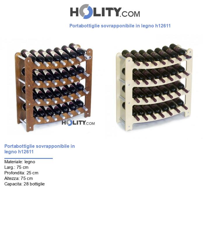 Portabottiglie sovrapponibile in legno h12611