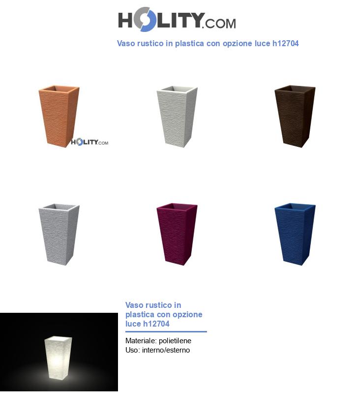 Vaso rustico in plastica con opzione luce h12704