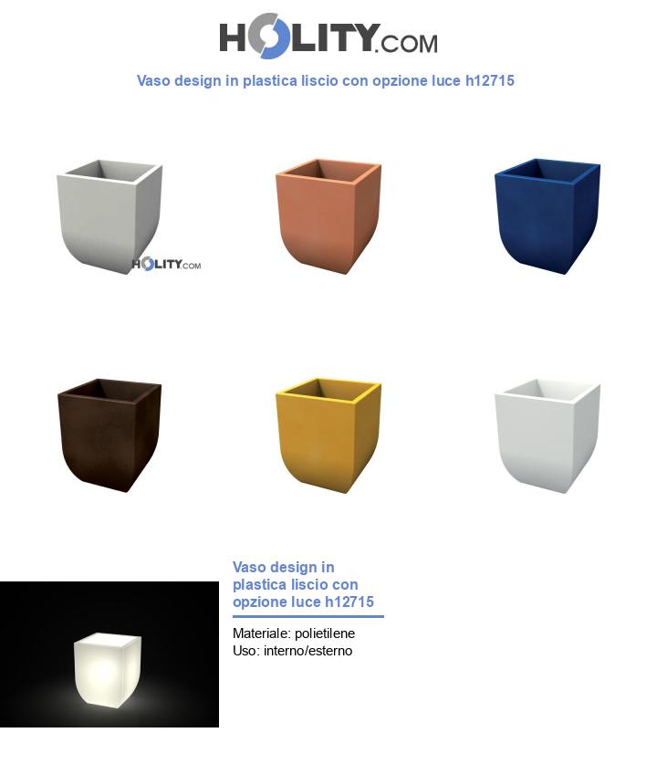 Vaso design in plastica liscio con opzione luce h12715