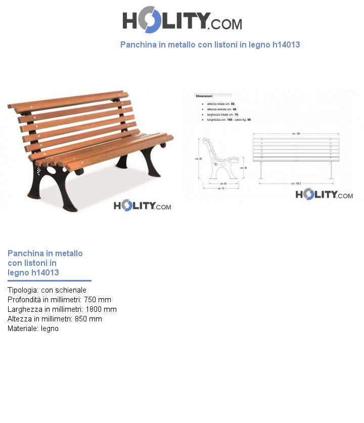 Panchina in metallo con listoni in legno h14013