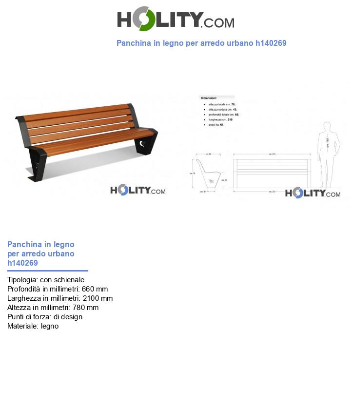 Panchina in legno per arredo urbano h140269