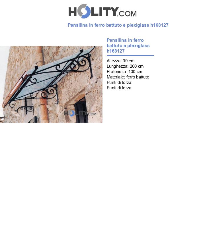 Pensilina in ferro battuto e plexiglass h168127