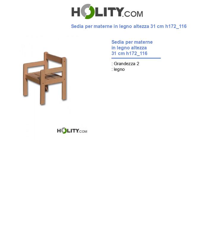 Sedia per materne in legno altezza 31 cm h172_116