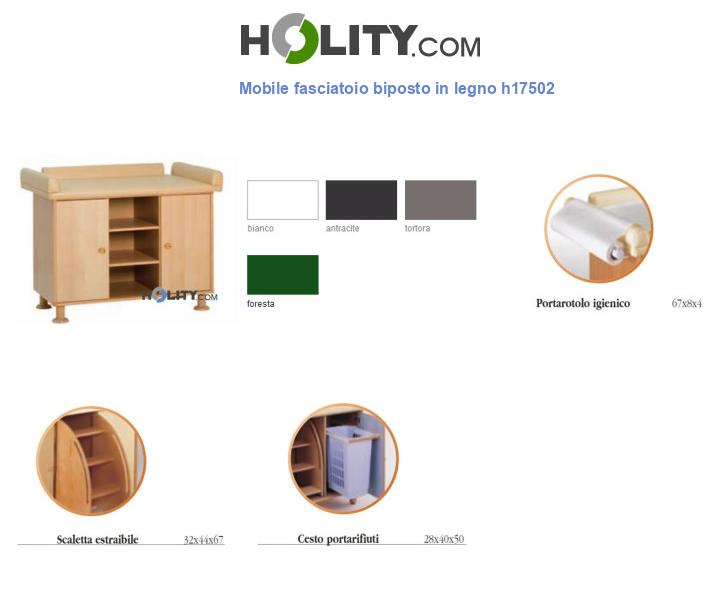 Mobile fasciatoio biposto in legno h17502