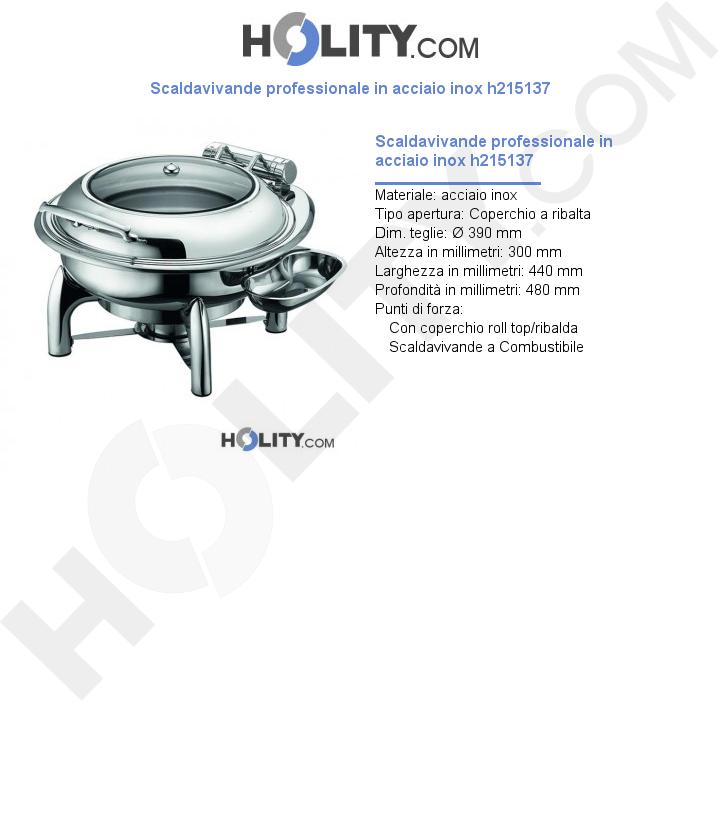 Scaldavivande professionale in acciaio inox h215137