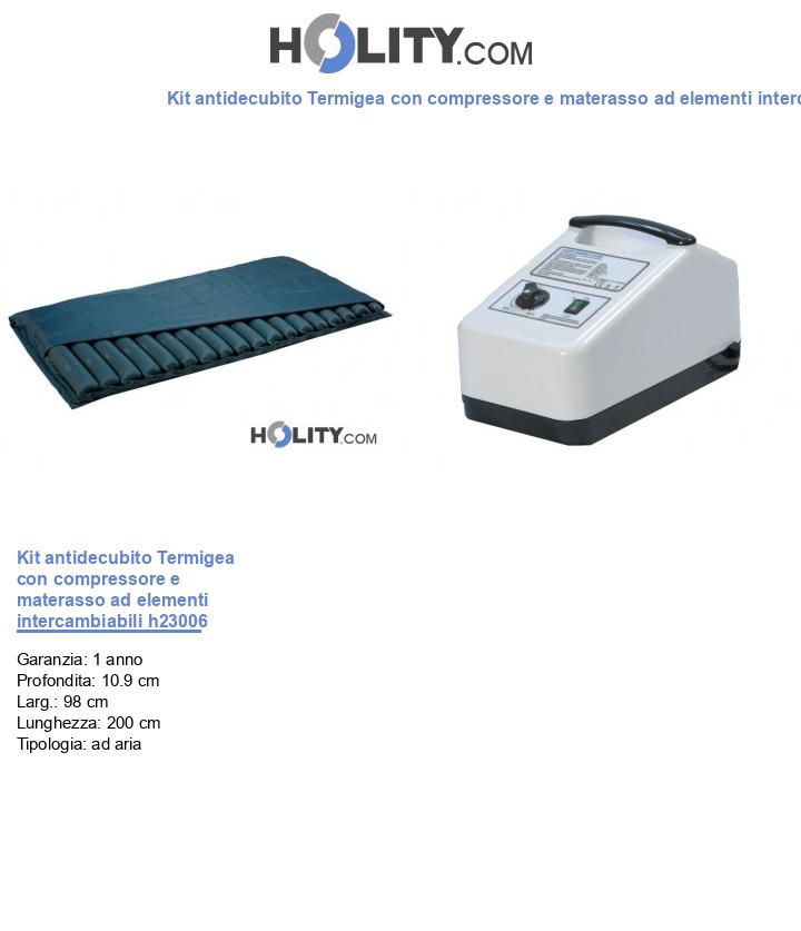 Kit antidecubito Termigea con compressore e materasso ad elementi intercambiabili h23006