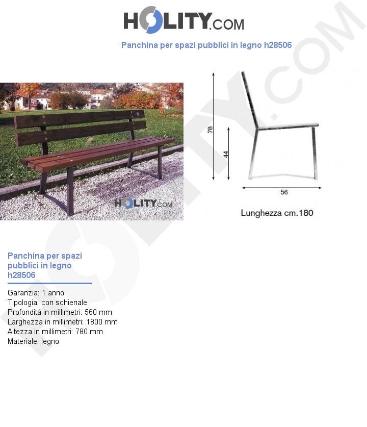 Panchina per spazi pubblici in legno h28506