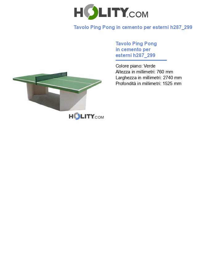 Tavolo Ping Pong in cemento per esterni h287_299