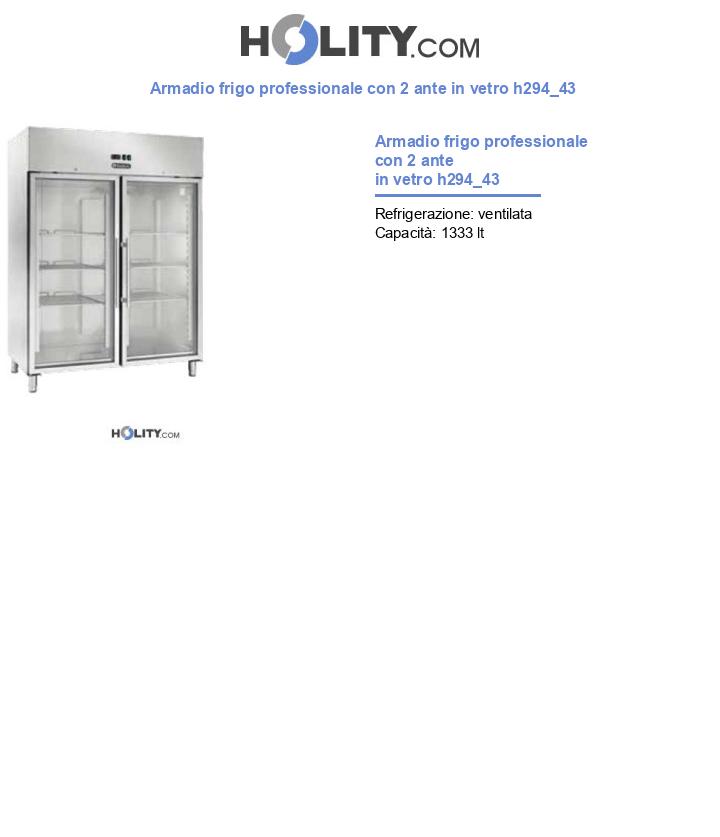 Armadio frigo professionale con 2 ante in vetro h294_43