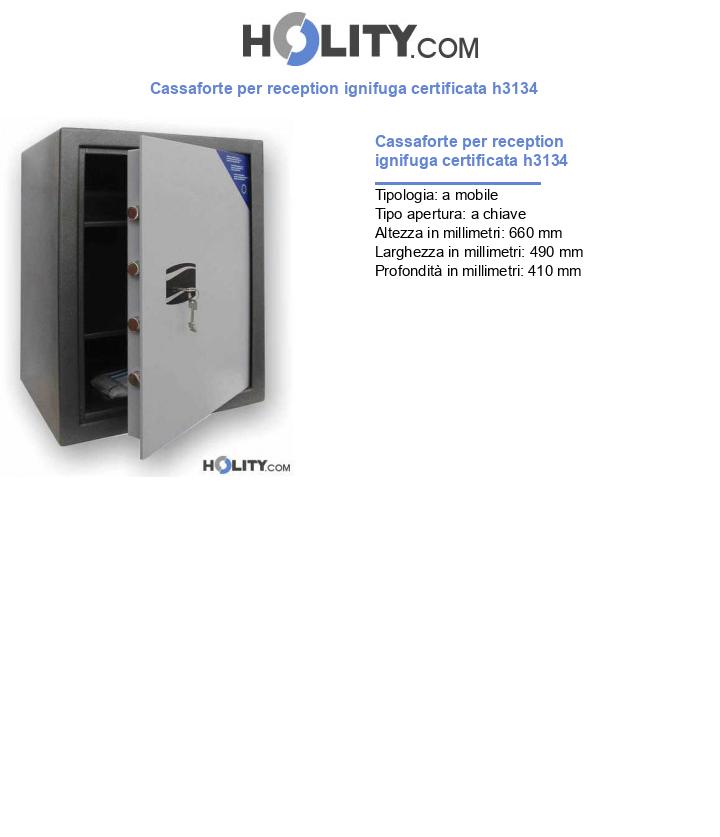 Cassaforte per reception ignifuga certificata h3134