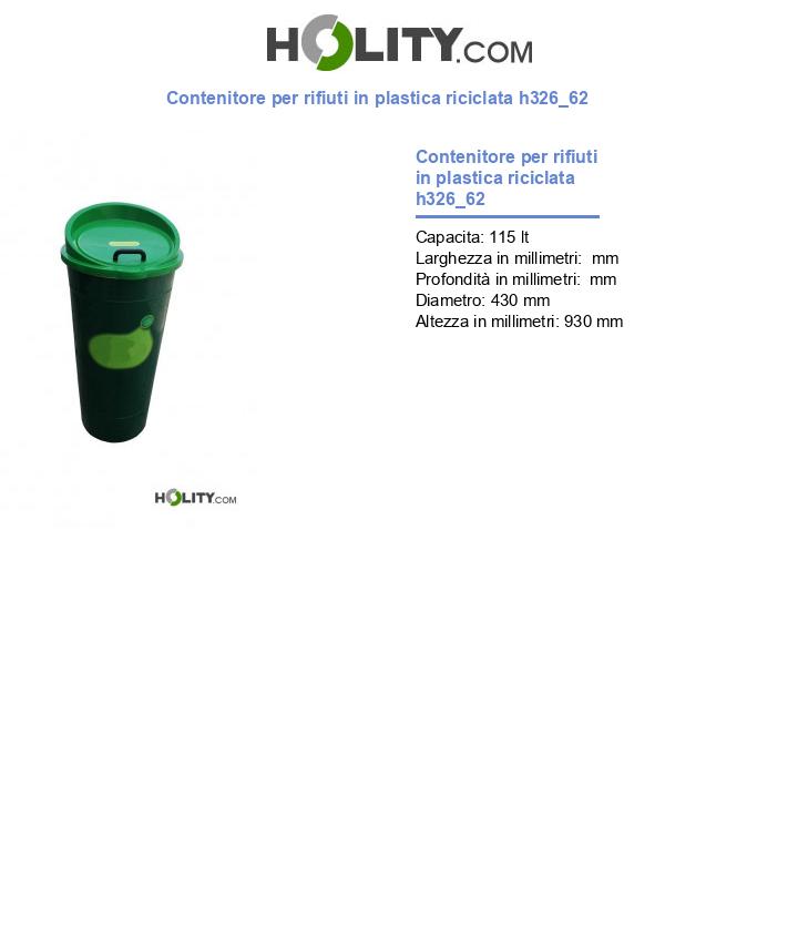 Contenitore per rifiuti in plastica riciclata h326_62