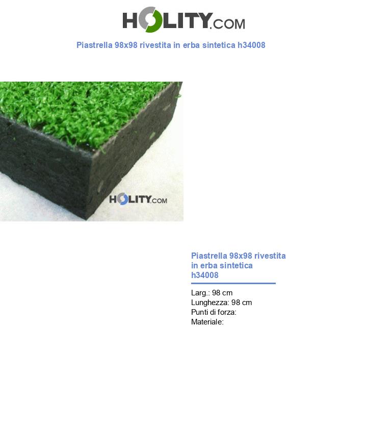 Piastrella 98x98 rivestita in erba sintetica h34008