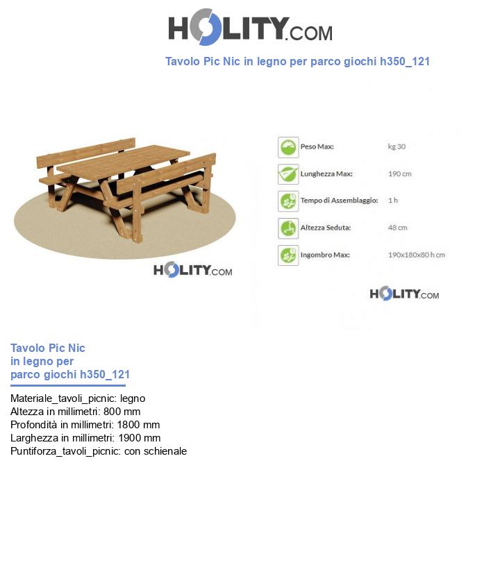 Tavolo Pic Nic in legno per parco giochi h350_121