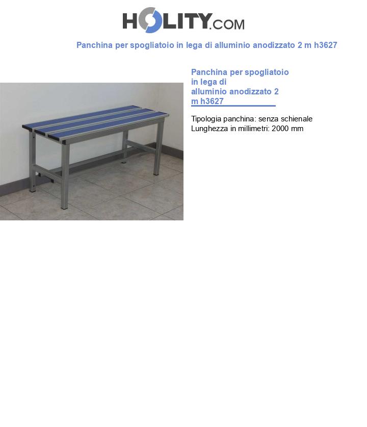 Panchina per spogliatoio in lega di alluminio anodizzato 2 m h3627