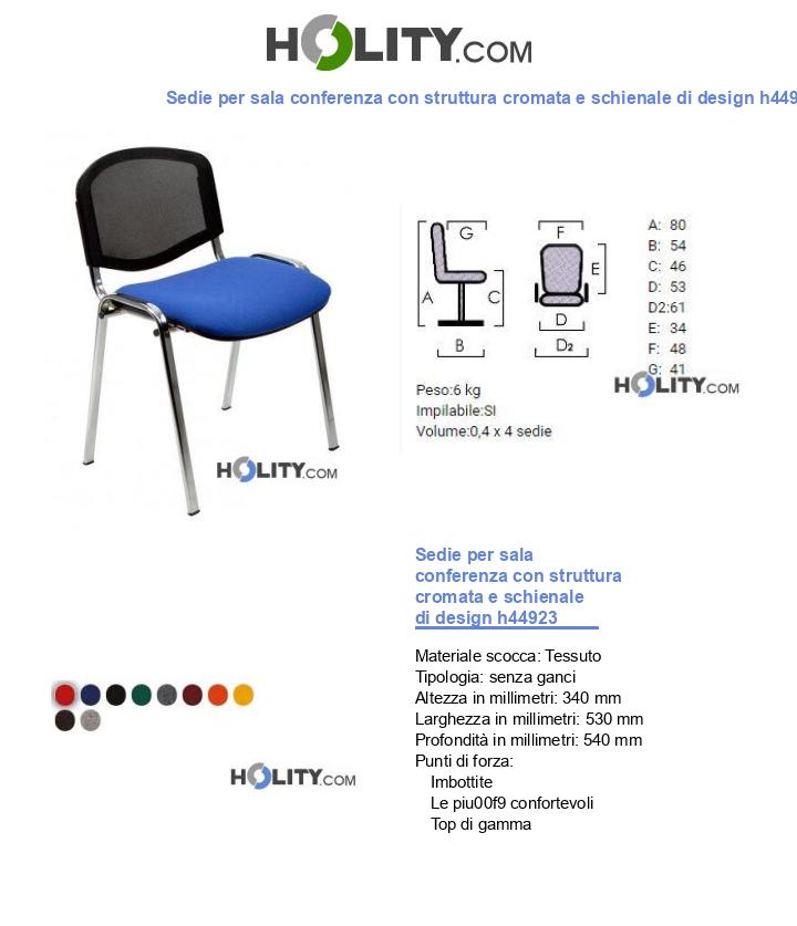 Sedie per sala conferenza con struttura cromata e schienale di design h44923