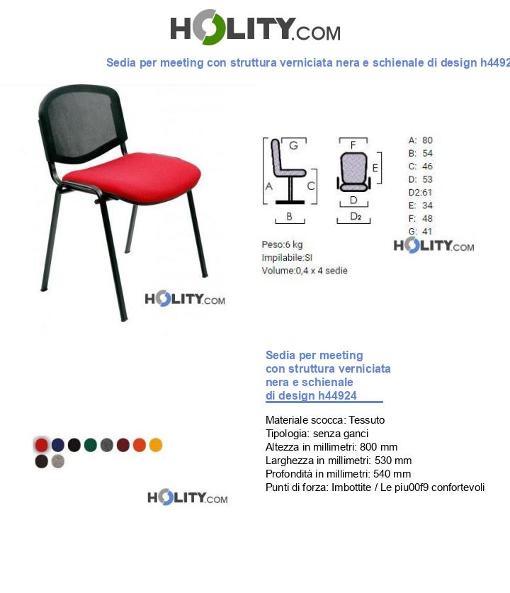 Sedia per meeting con struttura verniciata nera e schienale di design h44924