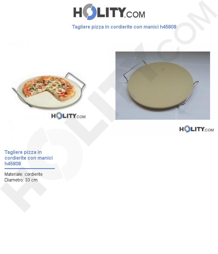 Tagliere pizza in cordierite con manici h45808