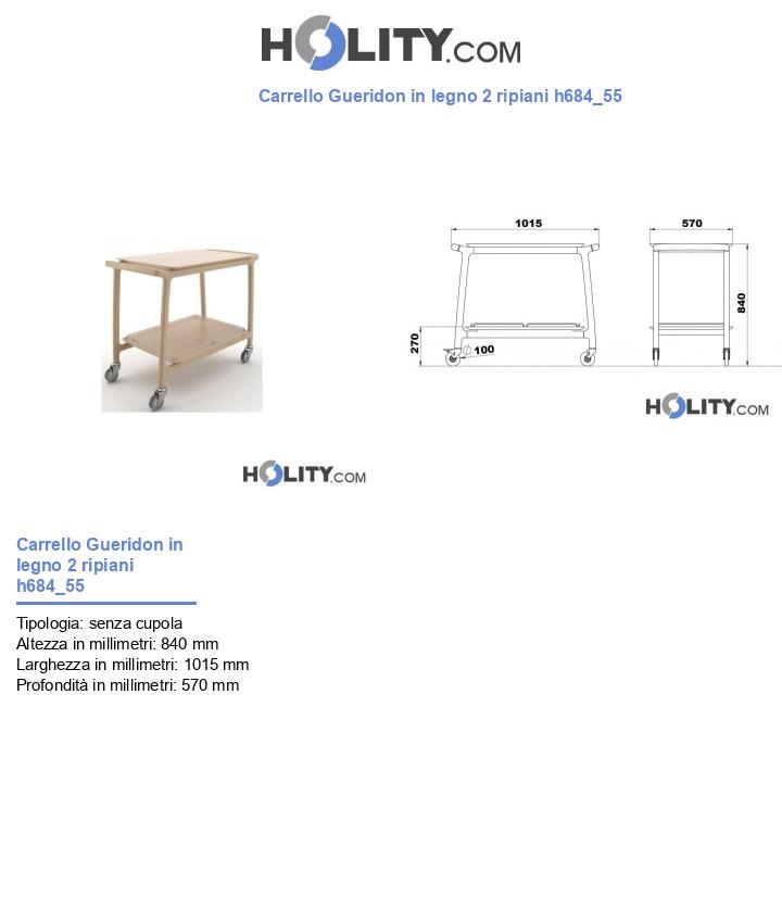 Carrello Gueridon in legno 2 ripiani h684_55