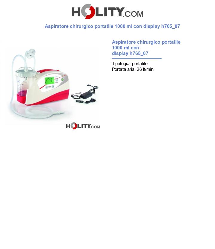 Aspiratore chirurgico portatile 1000 ml con display h765_07